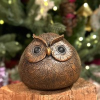 Handmade Concrete Owl Figurine | Chubby Round Bird Sculpture