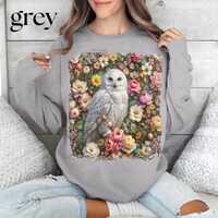 Snowy Owl Floral Sweater Sweatshirt | Mystical Bird Nature Design