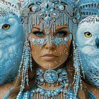 Fantasy Owl Portrait 1000-Piece Puzzle | Ornate Feathered Headdress, Symmetrical Art