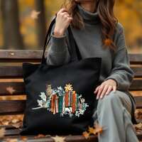 Bookish Owl Zippered Tote, Books Canvas Bag, Reading Lover Everyday Gift