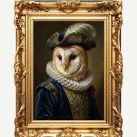 Owl Royal Portrait Wall Art Printable | Vintage Animal Painting | Baroque Owl Art | Digital Download