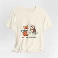 Whimsical Winter Fox and Owl Tee | Woodland Animals Holiday Tee
