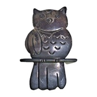 Vintage Native Sterling Silver Owl Pin Brooch Mid Century Handmade Stamped