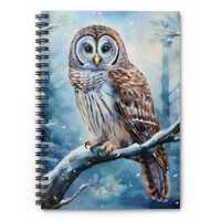 Owl in Snowy Forest Spiral Notebook | Ruled Lined Journal