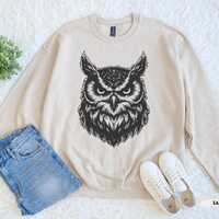 Owl 90s Retro Sweatshirt, Mystical Nature Unisex Crewneck, 2000s Wildlife Graphic, Unique Owl Lover 