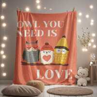 Owl You Need Is Love Minky Blanket, Cute Owl Couple Soft Throw, Valentine's Day Gift Blanket, Co