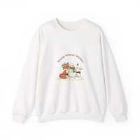 Cute Winter Animals deer with scarf cozy owl Crewneck Sweatshirt | holiday woodland design