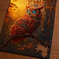 Puzzle Owl Art Jigsaw Puzzle - A Surreal Owl Born from Puzzle Pieces, Fantasy Art Puzzle 252 500 100