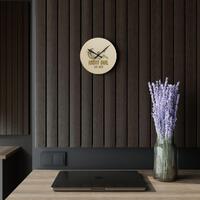 Night Owl logo acrylic wall clock | Moon star mountains, EST.2020