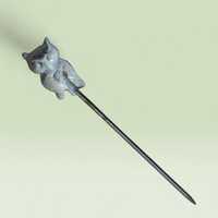 Small white owl on silver tone Stick Pin or Lapel Pin ~ true vintage