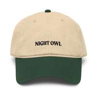 Night Owl - Garment washed baseball cap - Chose Your Embroidery Color!