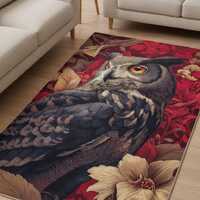 Owl Printed Rug - Modern Area Rug - Washable Rug - Custom Size Rug