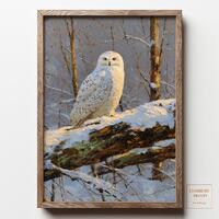 Winter Owl Art Print, Wildlife Wall Art, Forest Wall Decor, Vintage Nature Art, Instant Download