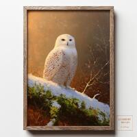 Snowy Owl Wall Art, Wildlife Wall Art, Forest Wall Art, Rustic Nature Decor, Instant Download