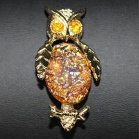 Vintage Owl Brooch Orange 1960s 1970s Jewelry gift for her Jelly Belly Look