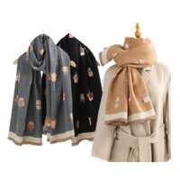 Ladies Top Quality Double Sided Owl Pattern Scarf Evening Shawl Warm