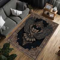 Gothic Owl Rug, Dark Academia Area Rug, Vintage Gothic Owl Carpet, Luxury Black Gold Gothic Rug, Vic