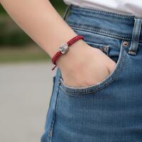 Handmade red Macrame Owl Bracelet &ndash; Adjustable Boho Cord Wristband with Owl Charm &ndash; Wisd