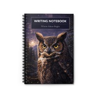 Great Horned Owl Illustration Spiral Notebook | Writing Notebook, Ruled