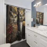Opulent Owls Shower Curtain | Gothic Animal Illustration, Dark Decor, Gift for Couples, Home Accesso