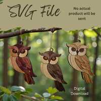 Wood Grain Owl Layered Ornament - SVG Laser File