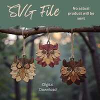 Wood Grain Owl Face Layered Ornament - SVG Laser File