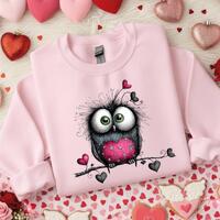 Cute Owl Valentine Sweatshirt Sweet Valentine Gift Heart Illustration Love Design Shirt