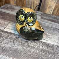 Vintage Art Owl Coin Bank Brown & Black Hand Wood/wood Like