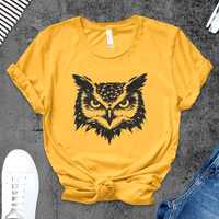 Owl Face Shirt | Black Stencil Owl Tee | Tattoo Style Hoot Head Graphic Tee | Gift For Owl Lover