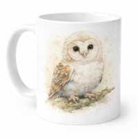 Barn Owl Mug: Woodland Watercolor Art, 11oz Ceramic