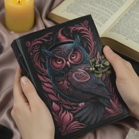 Owl Leather Journal Handmade | Gothic Embossed Notebook | Vintage Fantasy Diary | Dark Academia Writ