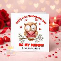 Owl Valentine&rsquo;s Card from Baby - Personalised for Mummy, Daddy, Nanny
