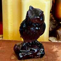 Vintage Art Glass Owl Figurine &ndash; Purple Slag Glass Owl | Mid-Century Glass Collectible
