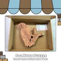 Woodland Owl Decor Gift, Solid Oak Scroll Saw Puzzle, Unique Animal Shelf Sitter