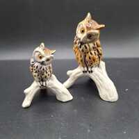 Vintage Goebel W Germany Owl Figurine Set Of 2 Hand-Painted Porcelain READ