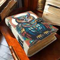 Handmade Leather Owl Grimoire Journal &ndash; Witchy Book of Shadows