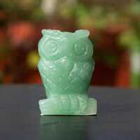 Aventurine Owl, Hand Carving figure, Gemstone Small Sculpture, the kind of piece, cute aventurine ow
