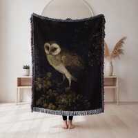 Barn Owl Woven Blanket, Realistic Wildlife Tapestry Throw, Bird Lover Home Decor, Nature Lover Gift