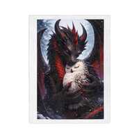 Dragon and Snowy Owl Illustration Velveteen Blanket | Fantasy Creature
