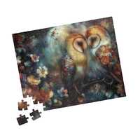 Owl Couple in the Moonlight Jigsaw Puzzle, Gift for Bird Lovers, First Anniversary, Valentine, Fun C