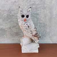 Vintage White Owl Figurine on Books &ndash; Owl Home Decor, Wisdom Shelf Accent