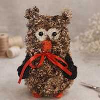 Handmade Boucle Owl Plush - 8 inch Forest Bird Toy