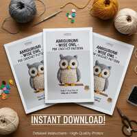 CROCHET PATTERN - Wise Owl Amigurumi PDF - English & Turkish Step by Step Tutorial with Detailed