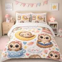 Cute Owl Moon Quilt Cover Set of Three | Bedding, Pillow Covers