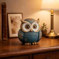 Owl Figurine Wood - Decorative Owl Statue for Bookshelf, Desk or Nightstand &ndash; Cozy Home Decor 