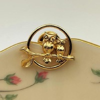 Vintage Avon Owl Brooch, Gold Tone Animal Pin