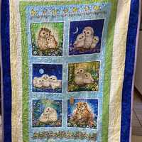 Owl Baby Quilt, owl blanket, baby owl blanket, woodland throw blanket, mama and baby owls