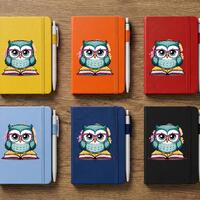 Cute Owl Notebook, Reading Log Journal for Book Lovers, Hardcover Diary with Pen Loop, Wise Owl Gift