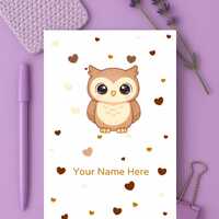Owl A5 Notebook, Personalized Cover, Lined or Blank Pages