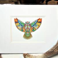 Western Shoshone First Nation 'Great Horned Owl' Great Basin Indigenous Native Wall Art Unfr